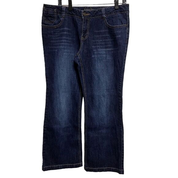 Sonoma Jeans Womens 14P Blue Straight Medium Wash 14 Petite Mid Rise 35x26 BQB-C - Picture 1 of 7